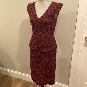 Black Halo Sheath Dress Burgandy Red
